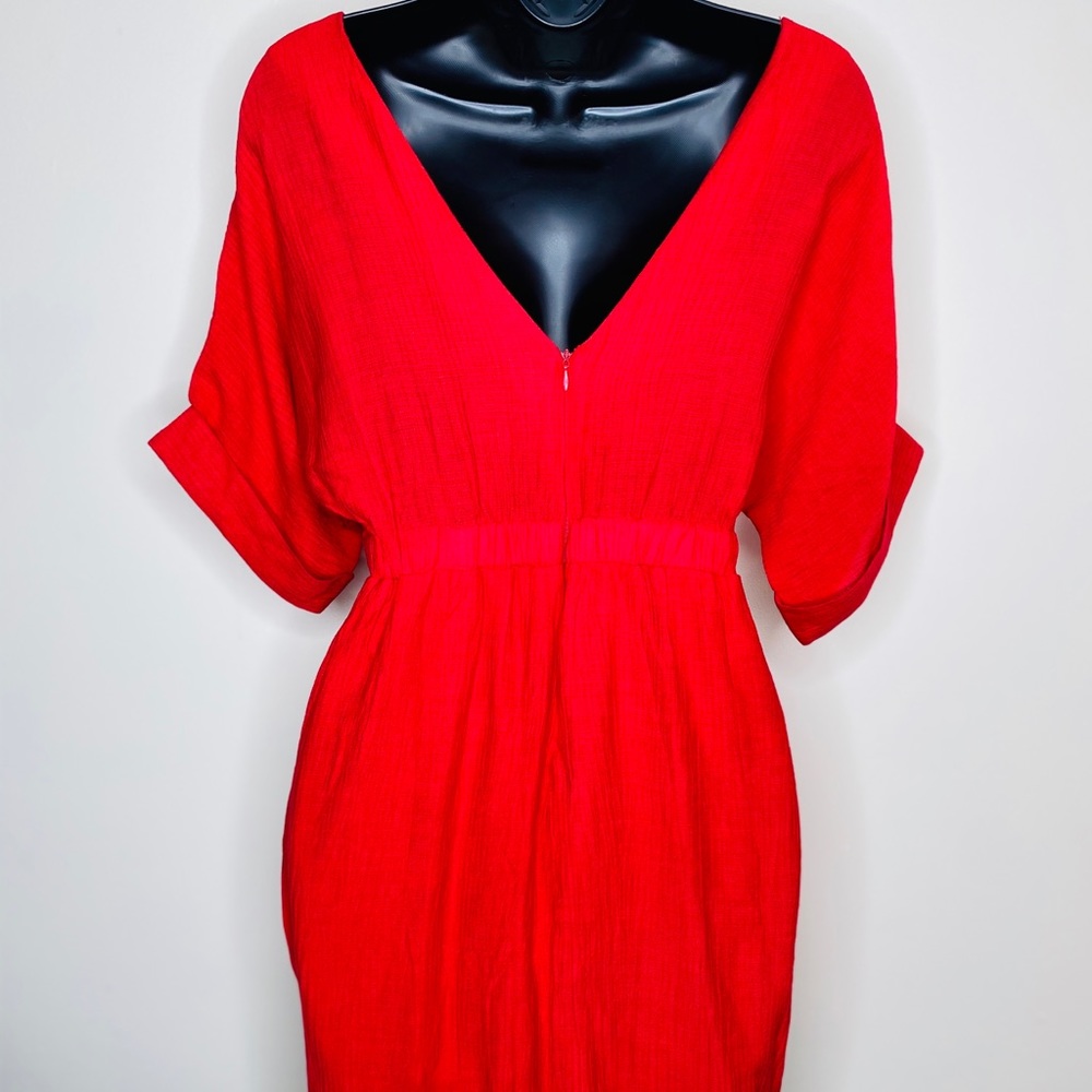 V Neck Ruby Red Dress